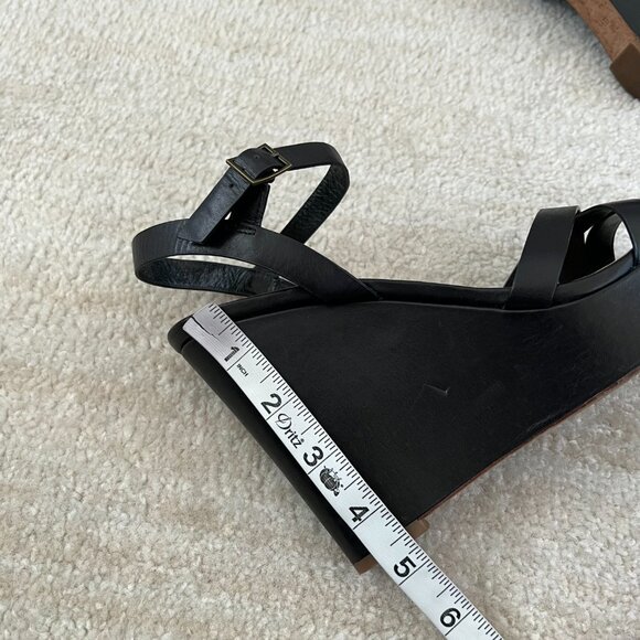 Cole Haan Melrose Black Leather Strappy Platform Wedge Heels Sandals Shoes 8.5 - Picture 10 of 11